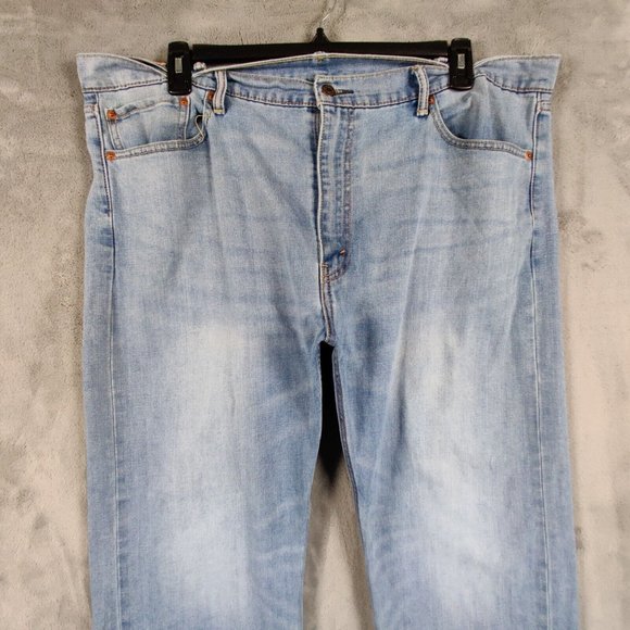 Levis 505 Jeans Men 42 Blue Straight Light Wash Denim Stretch Pants Solid 42x30 - Picture 3 of 11